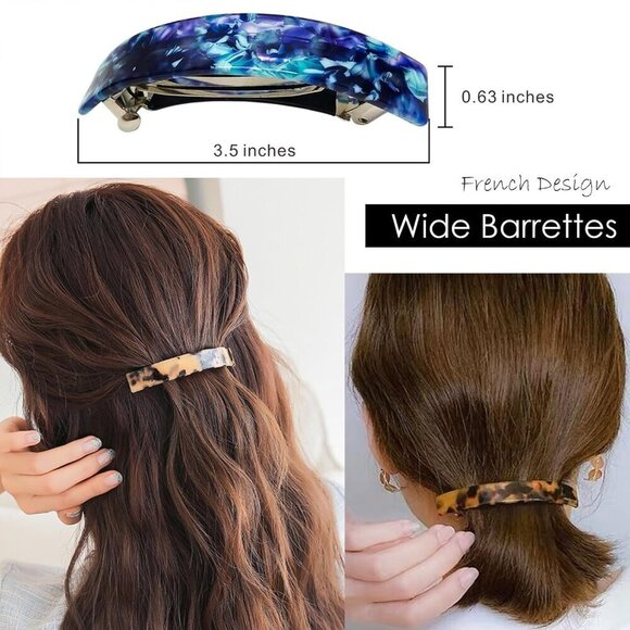 Large French Tortoise Shell Hair Clips for Thick Hair 3 Pack main image 6